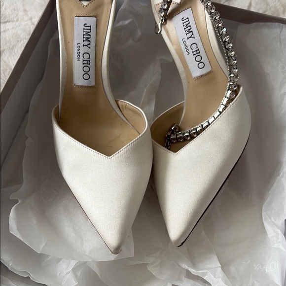 Jimmy Choo White Embellished Women's Heels - Picture 7 of 9